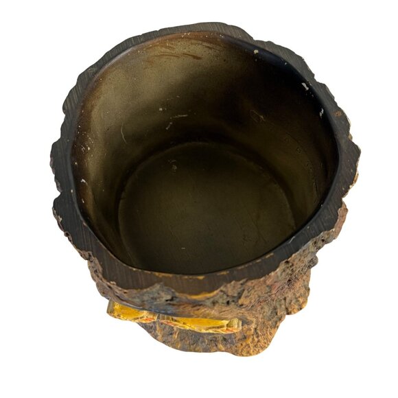 Rustic 70s Owl Log Planter Vintage Home Retro Woodland Decor Resin Flower Pot - Picture 2 of 14